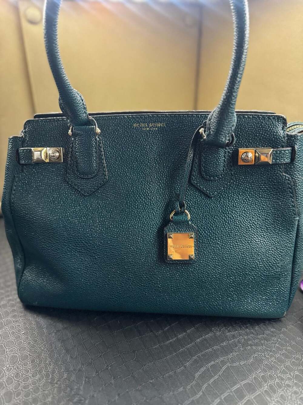 Henri Bendel RARE CARLISLE SATCHEL Teal Pebbled Leather w/COA collectible